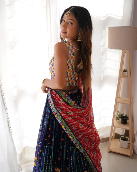 Georgette Lehnga Set with Sequin Embroidery