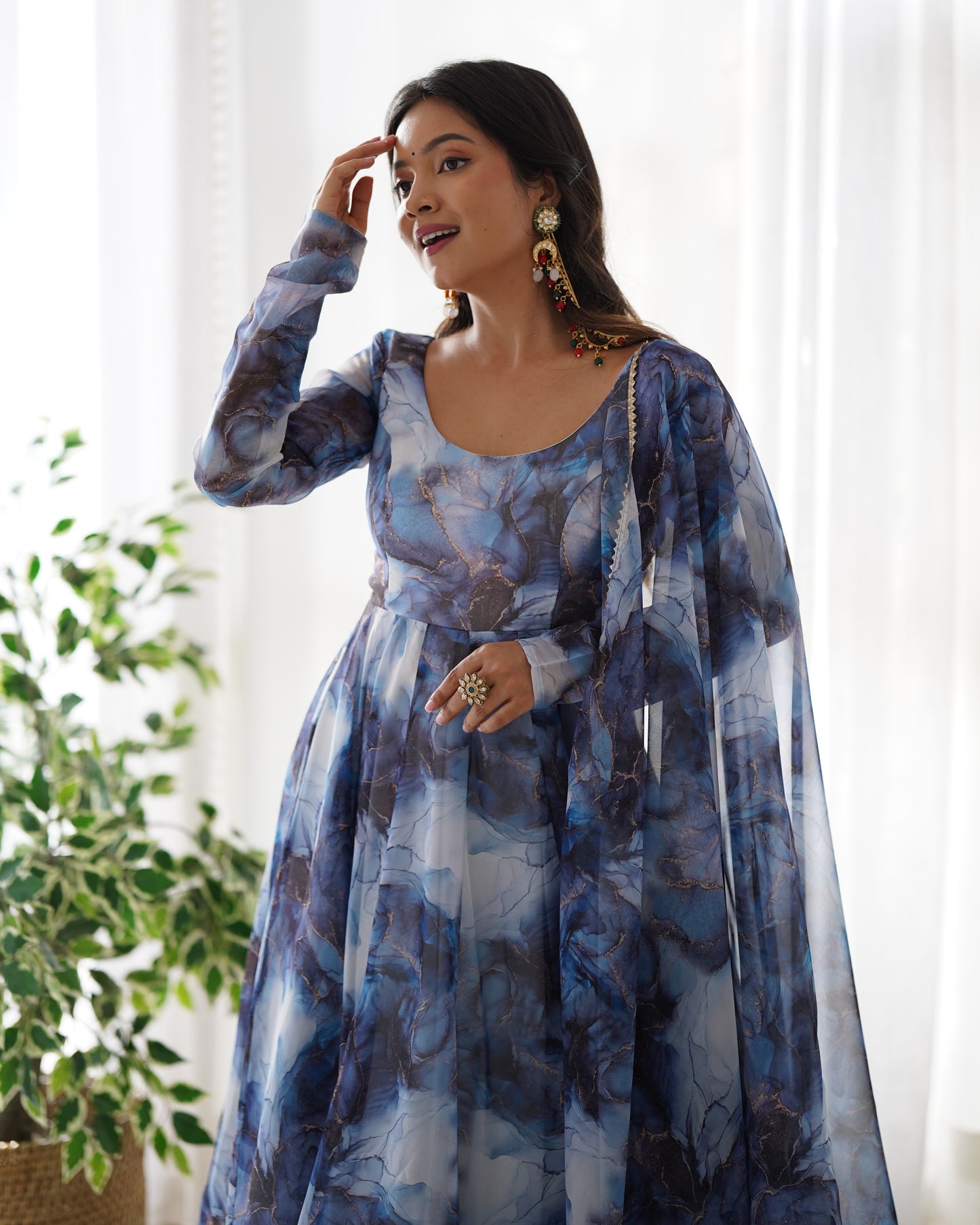 Anarkali Set in Pure Organza Silk