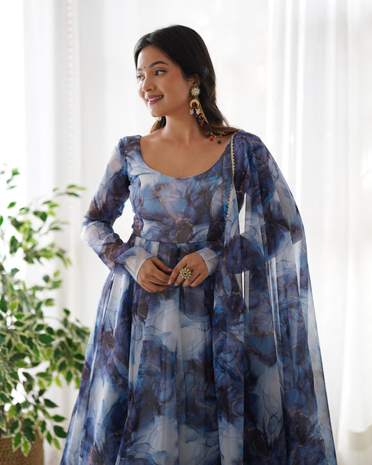 Anarkali Set in Pure Organza Silk