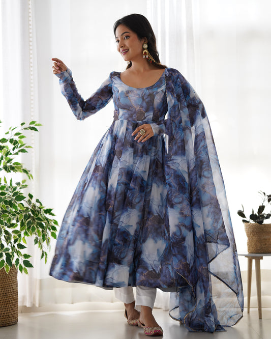 Anarkali Set in Pure Organza Silk