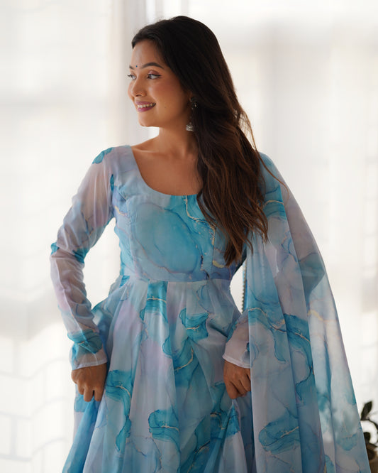 Anarkali Set in Pure Organza Silk