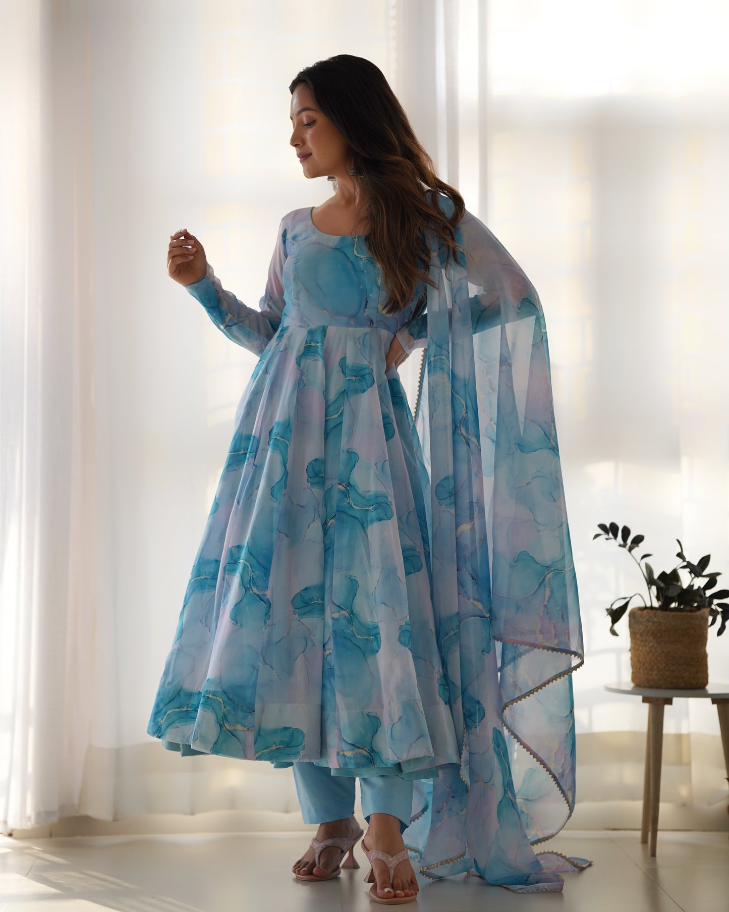 Anarkali Set in Pure Organza Silk