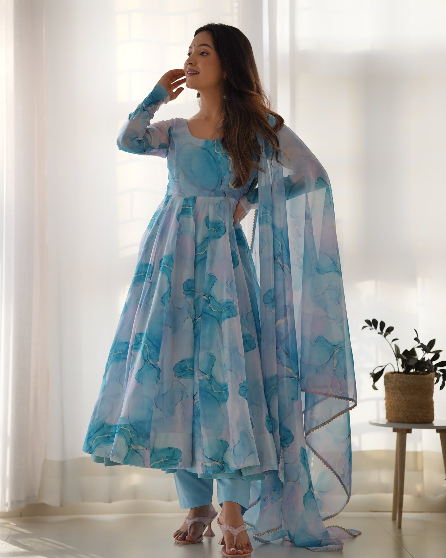 Anarkali Set in Pure Organza Silk