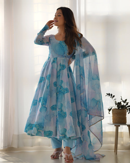 Anarkali Set in Pure Organza Silk
