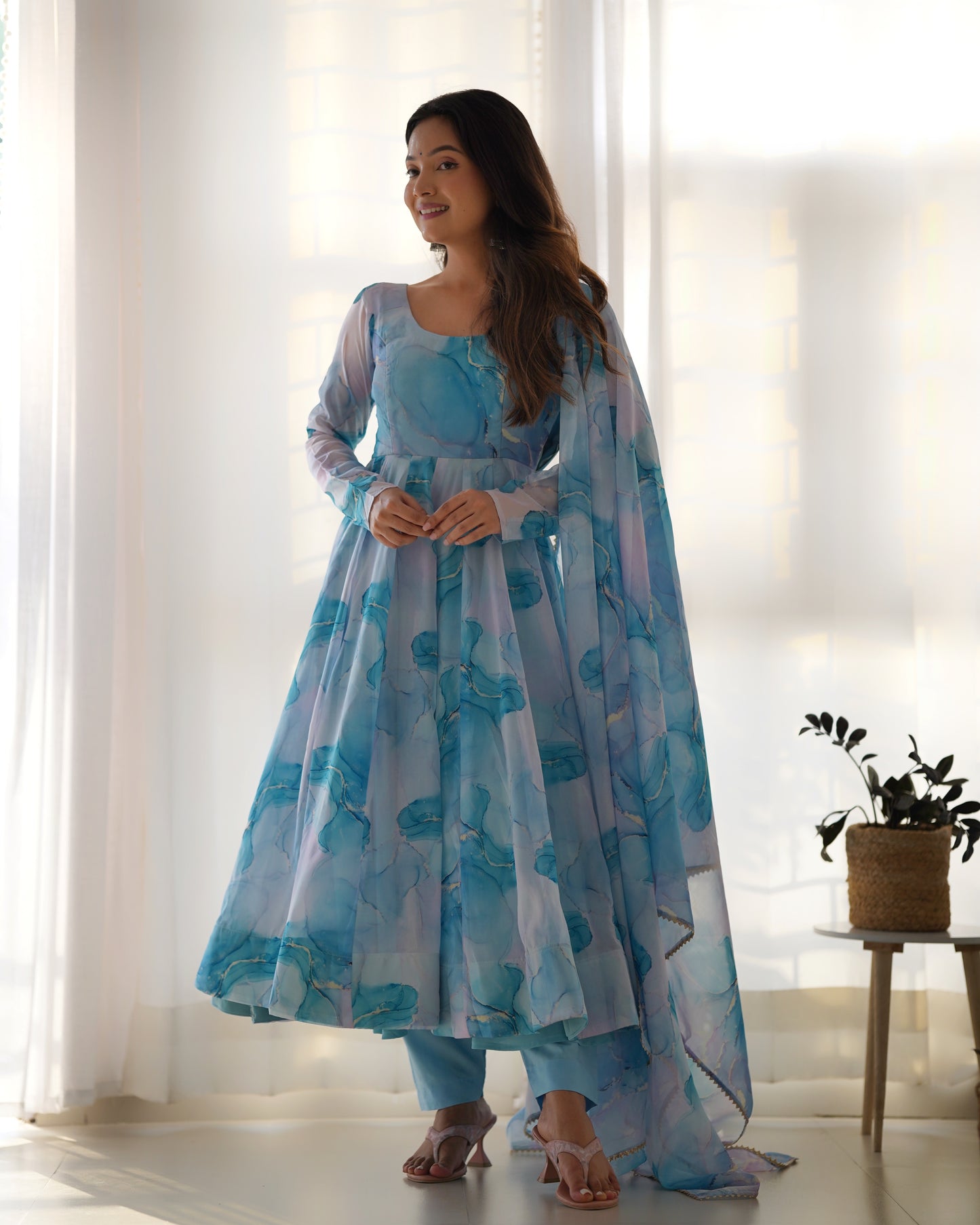 Anarkali Set in Pure Organza Silk