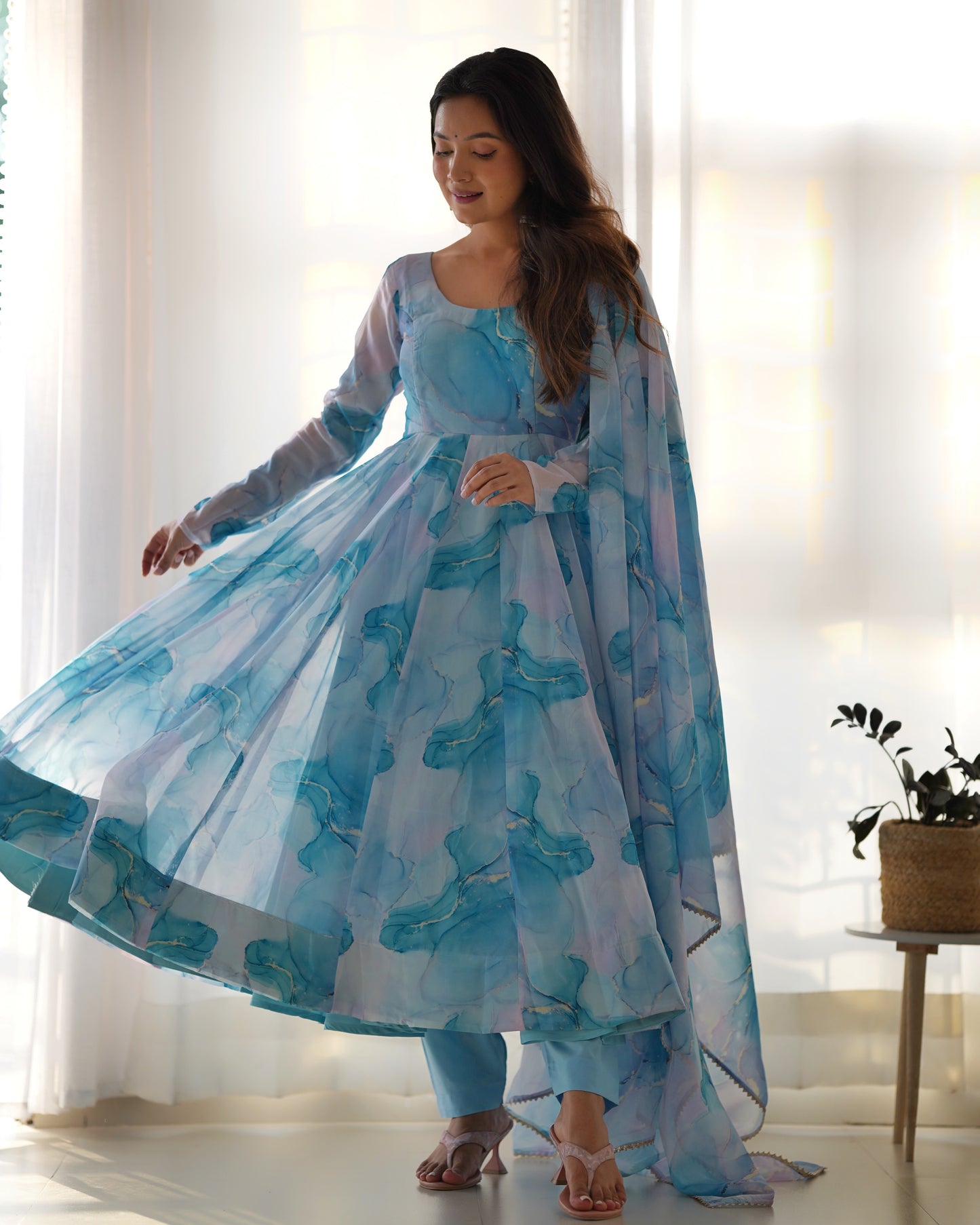 Anarkali Set in Pure Organza Silk