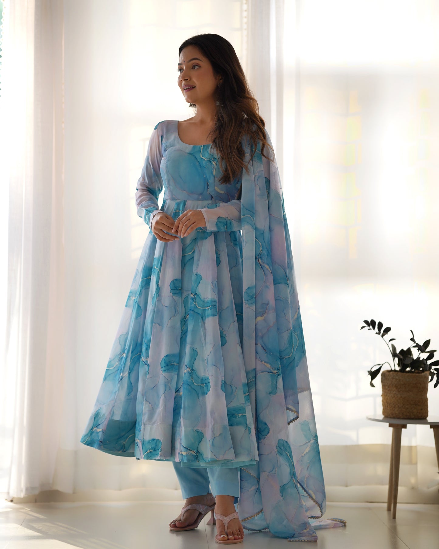 Anarkali Set in Pure Organza Silk