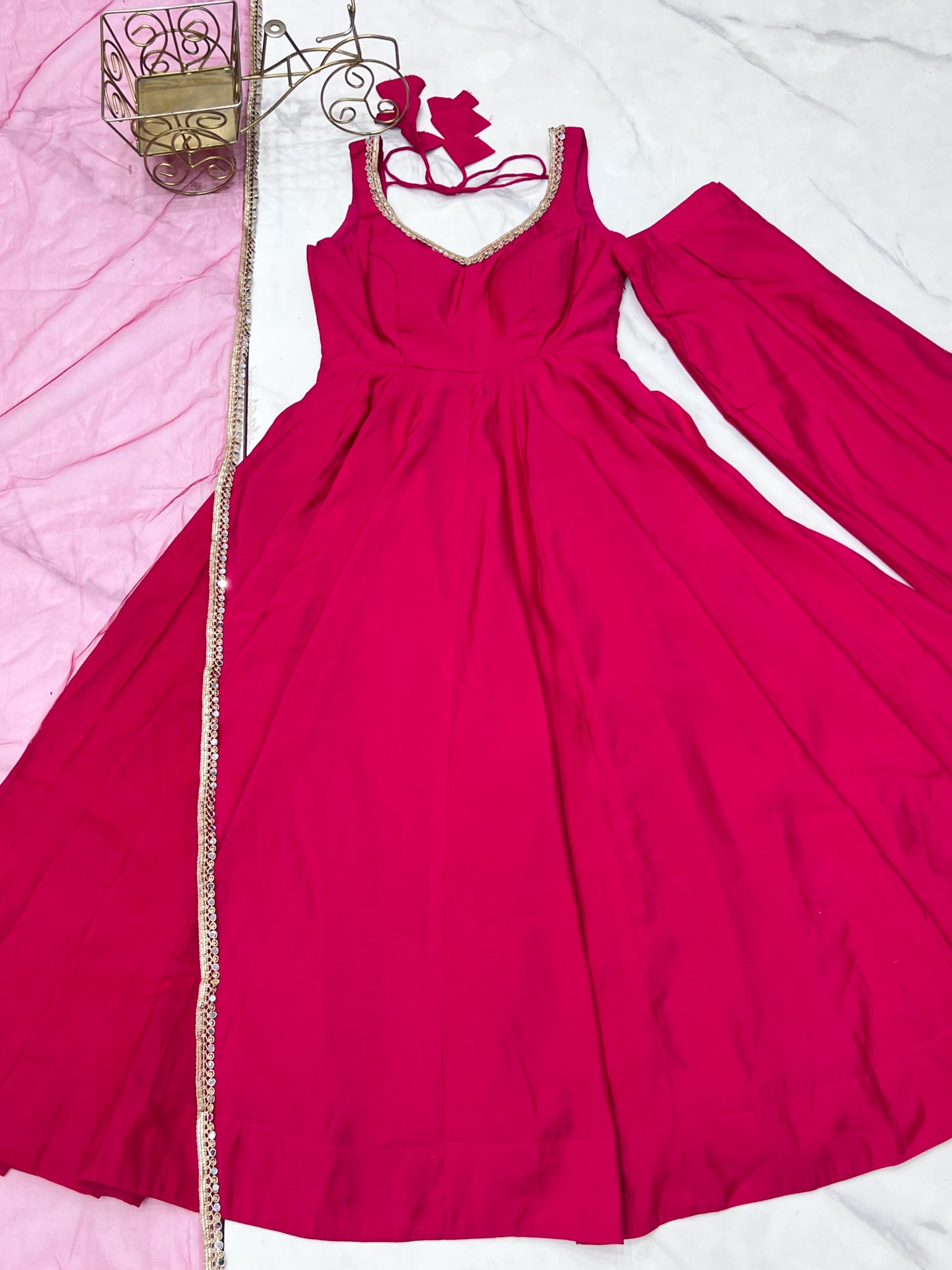 Roman Silk Chanderi Anarkali Set