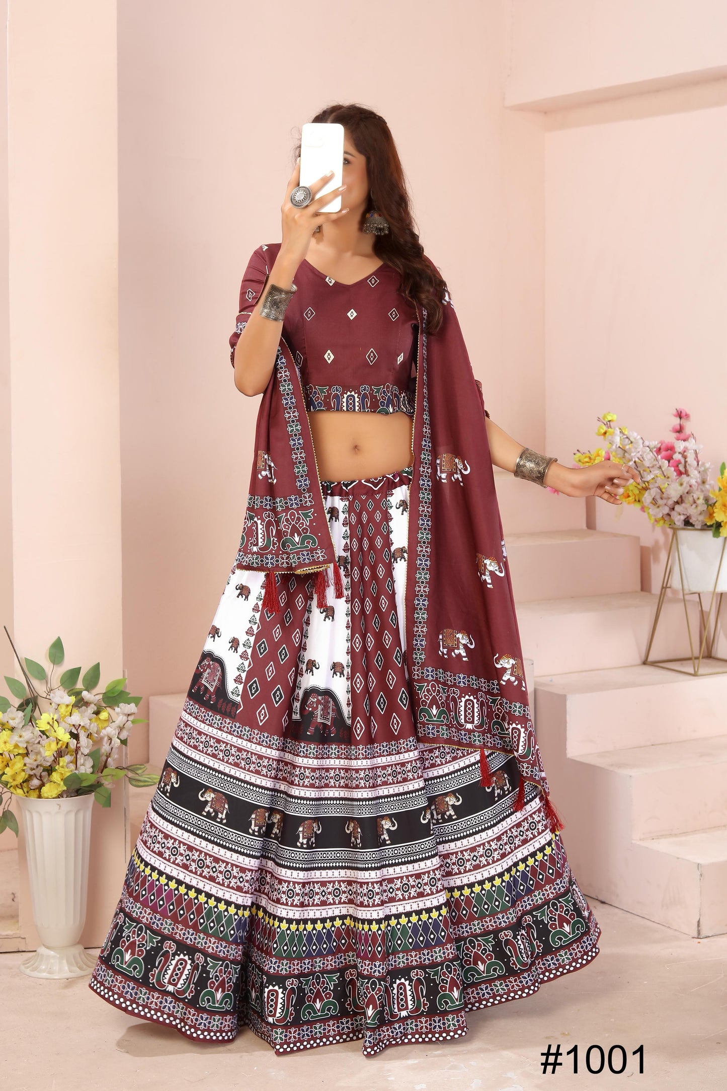 Heavy Reyon Cotton Lehenga Set with Dupatta & Cancan Finish