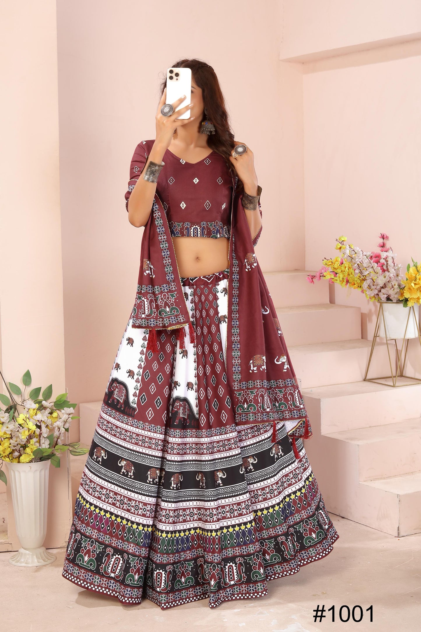 Heavy Reyon Cotton Lehenga Set with Dupatta & Cancan Finish