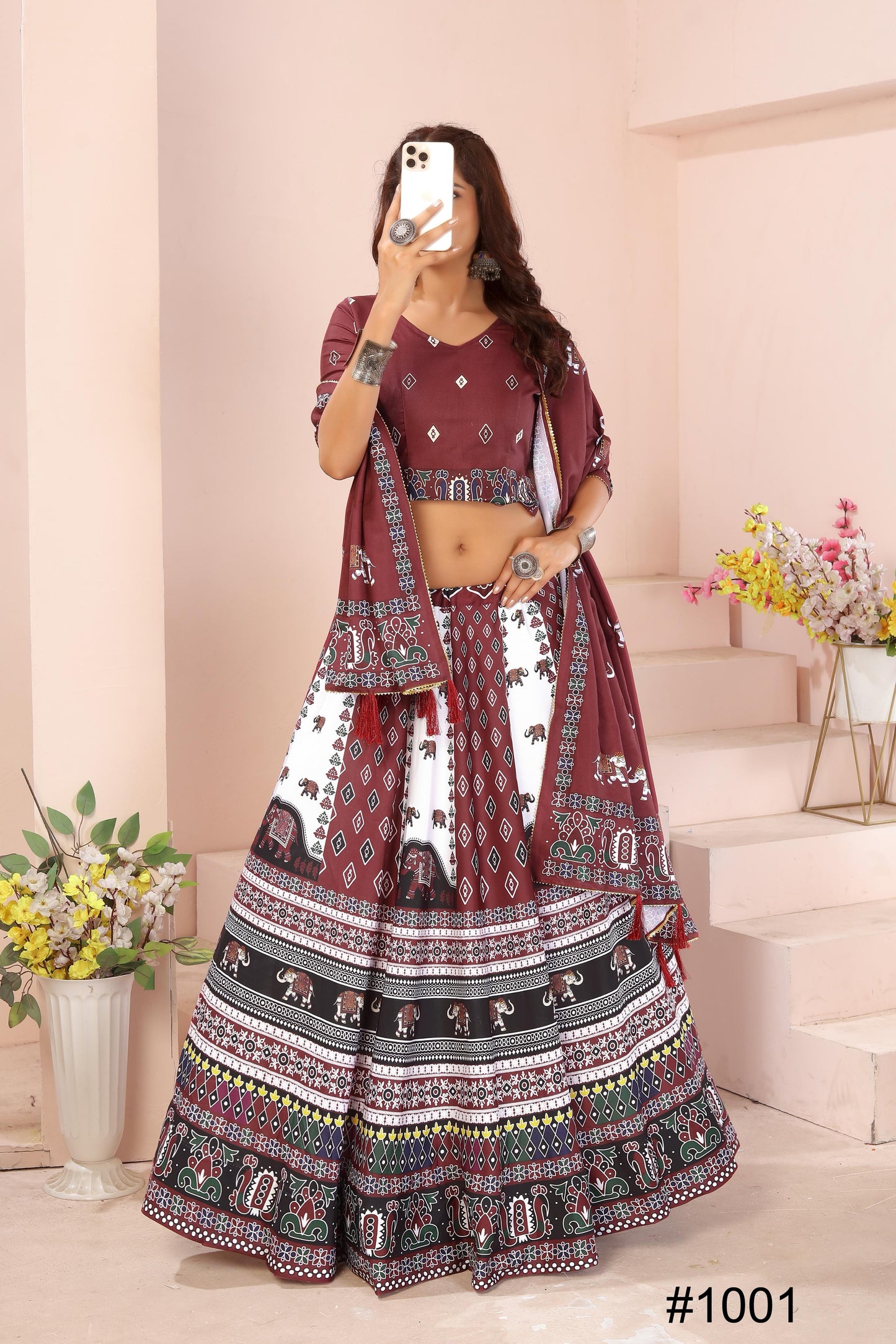 Heavy Reyon Cotton Lehenga Set with Dupatta & Cancan Finish