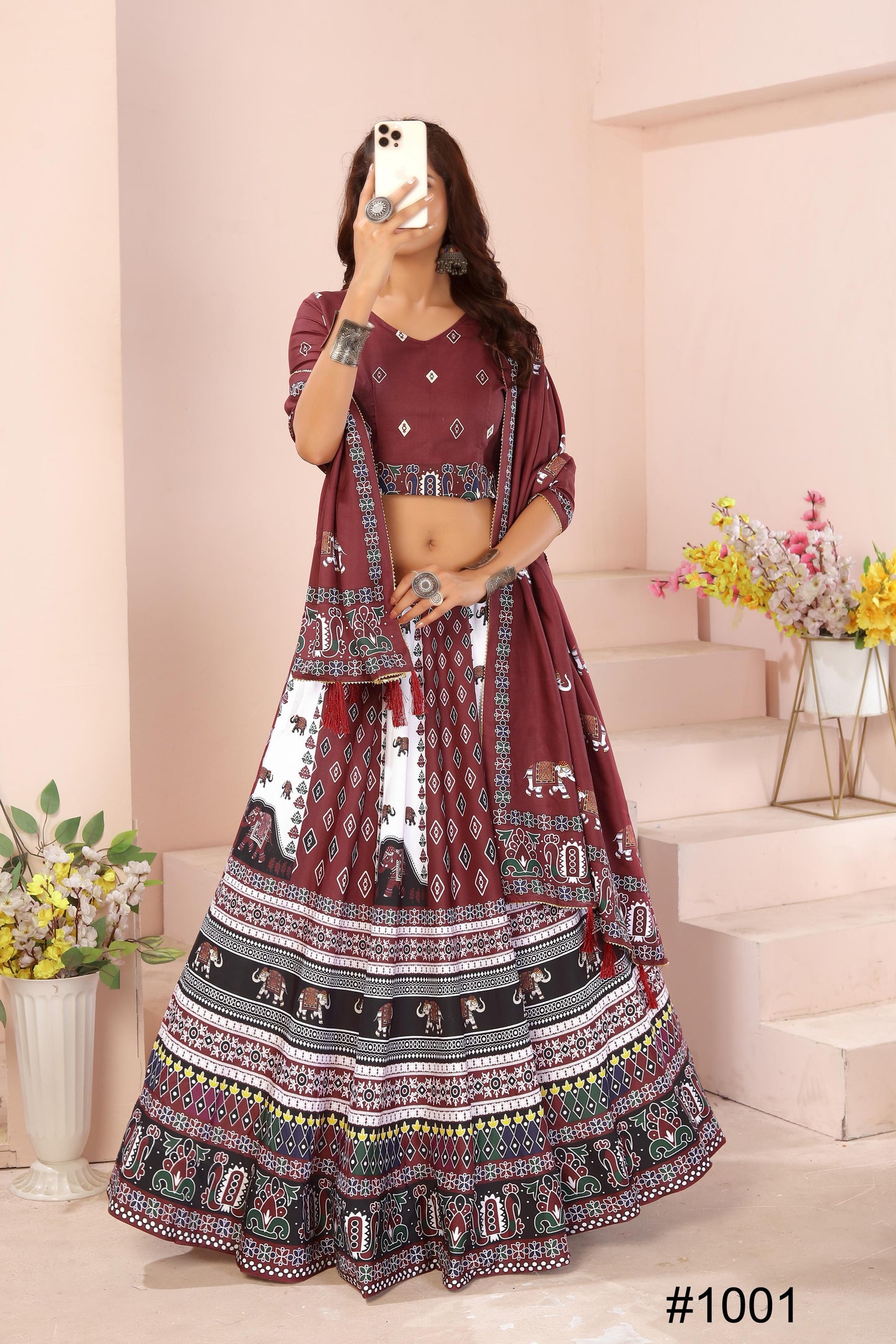 Heavy Reyon Cotton Lehenga Set with Dupatta & Cancan Finish