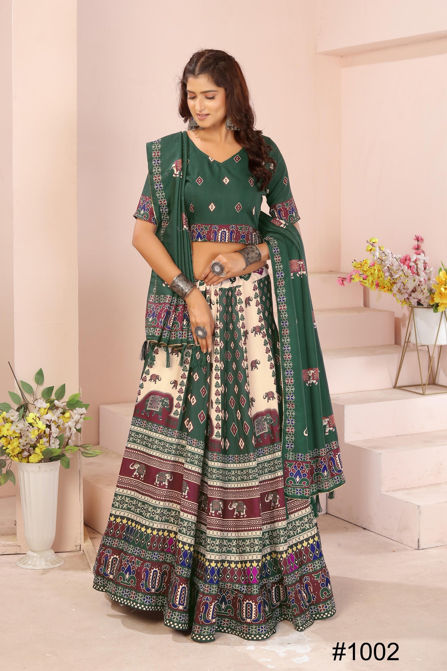 Heavy Reyon Cotton Lehenga Set with Dupatta & Cancan Finish