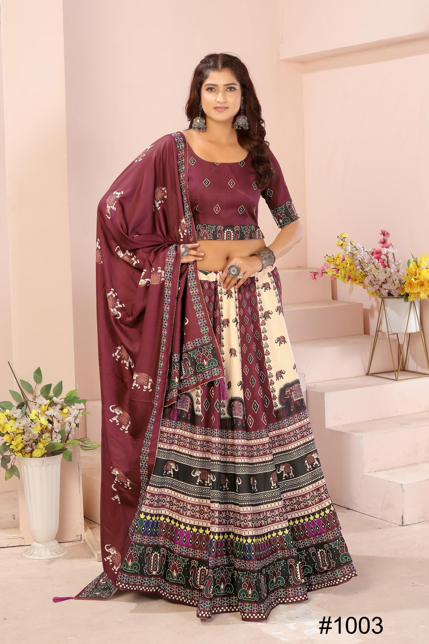 Heavy Reyon Cotton Lehenga Set with Dupatta & Cancan Finish
