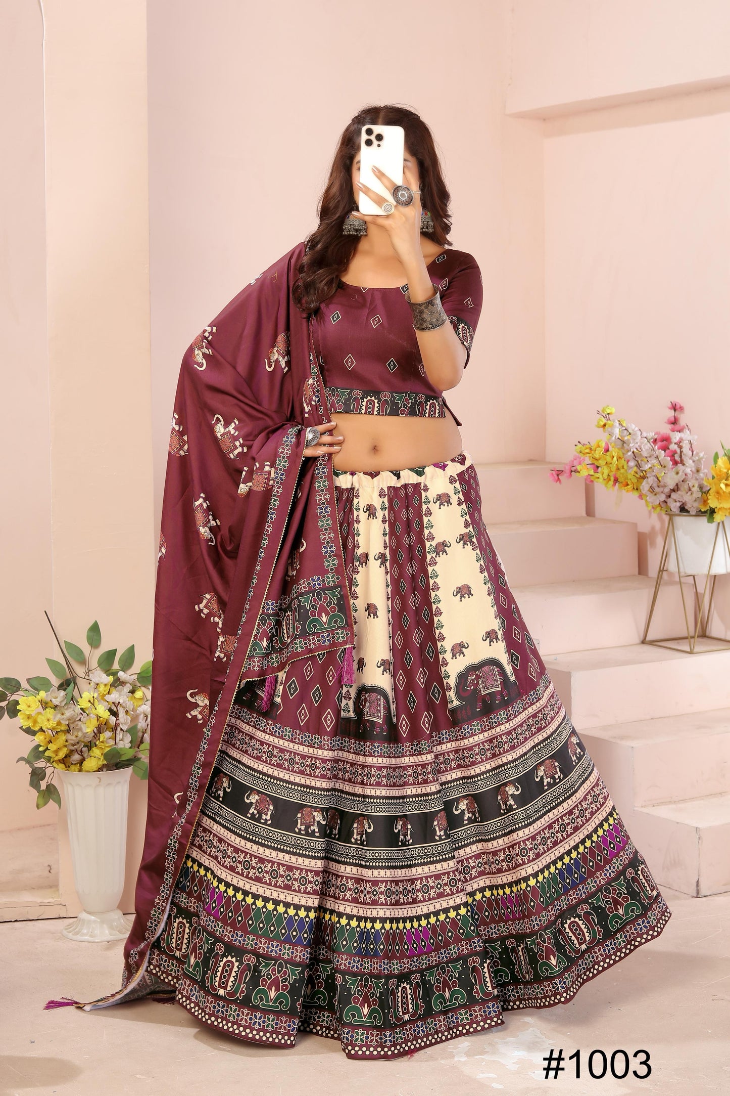 Heavy Reyon Cotton Lehenga Set with Dupatta & Cancan Finish