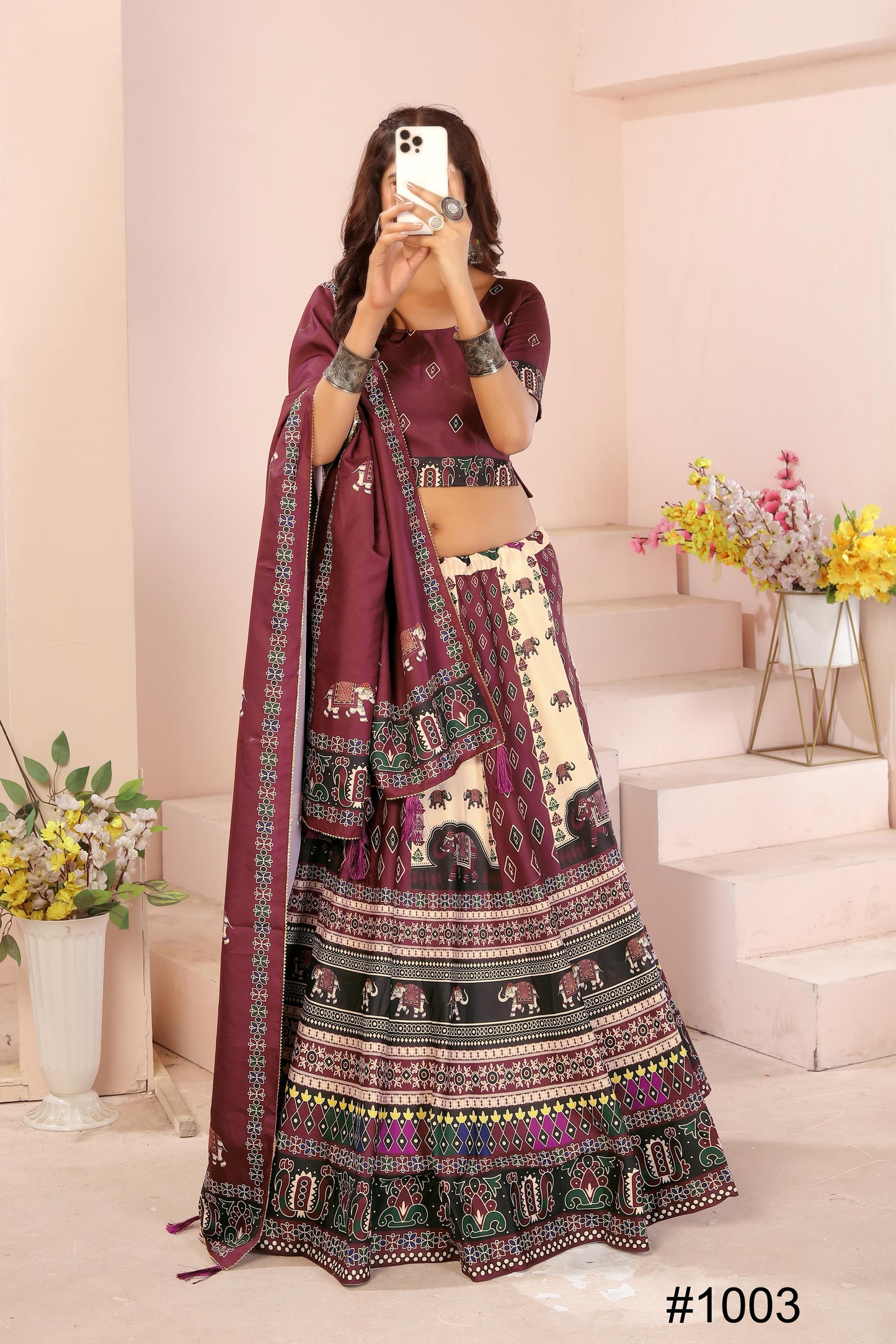 Heavy Reyon Cotton Lehenga Set with Dupatta & Cancan Finish