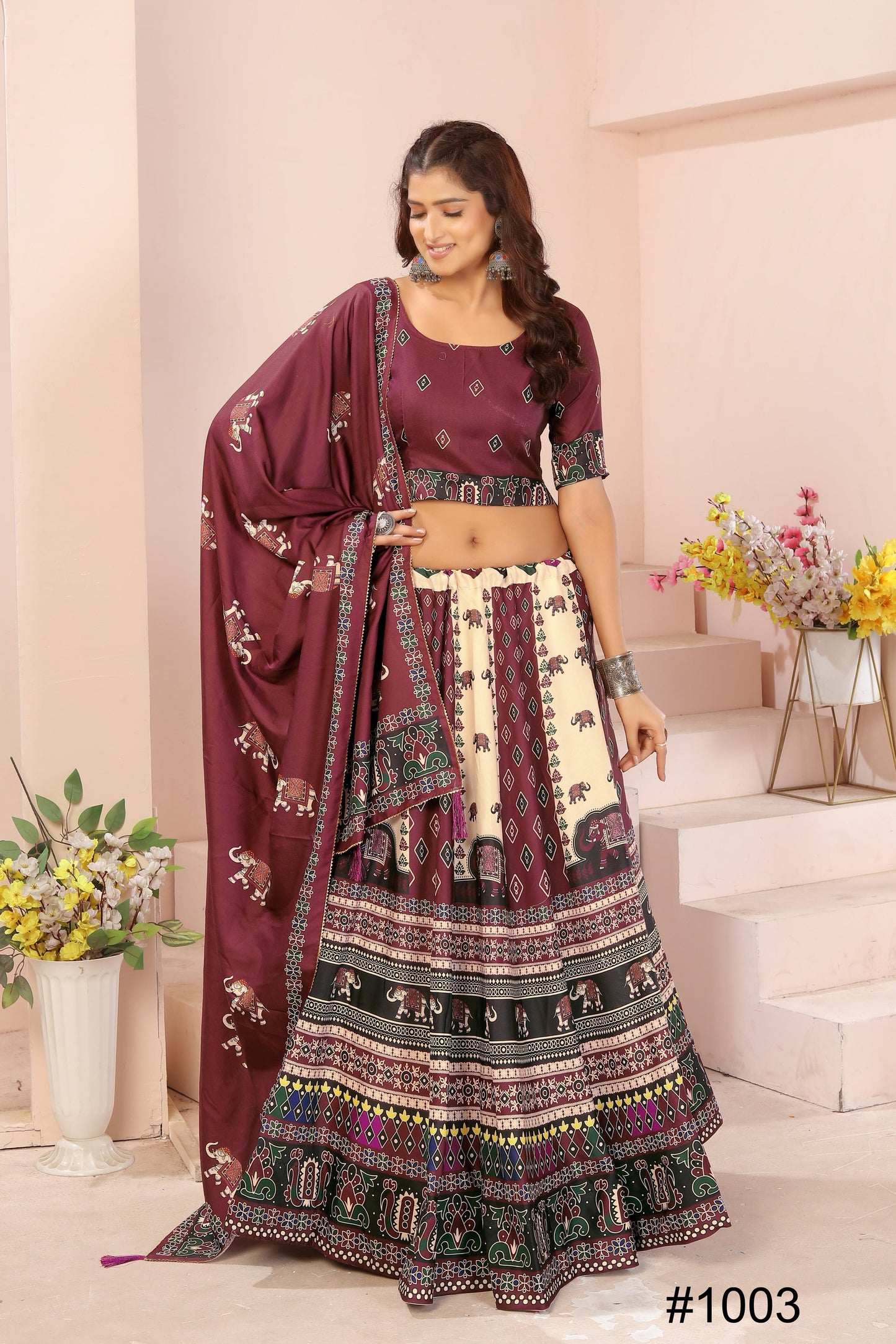 Heavy Reyon Cotton Lehenga Set with Dupatta & Cancan Finish