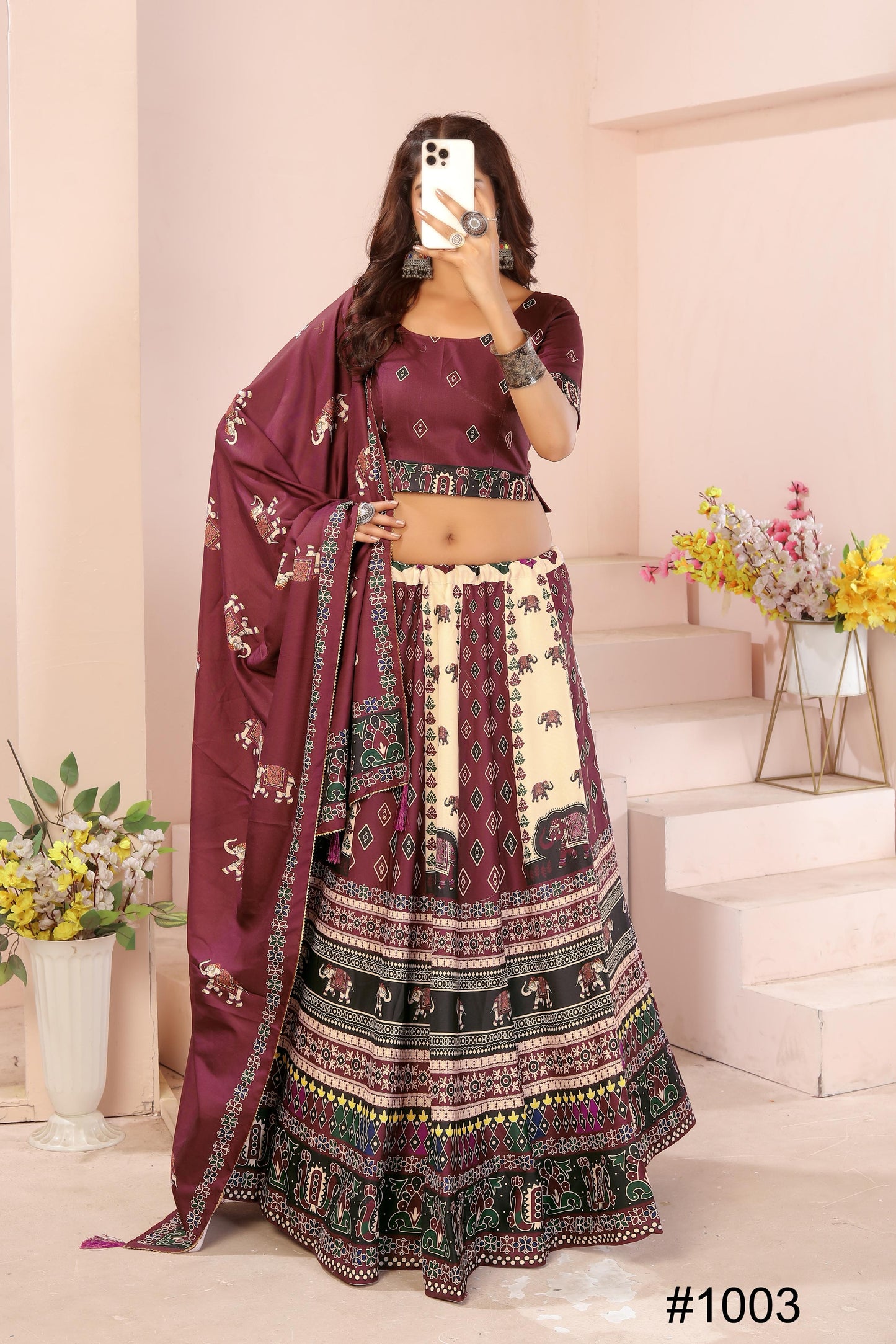Heavy Reyon Cotton Lehenga Set with Dupatta & Cancan Finish