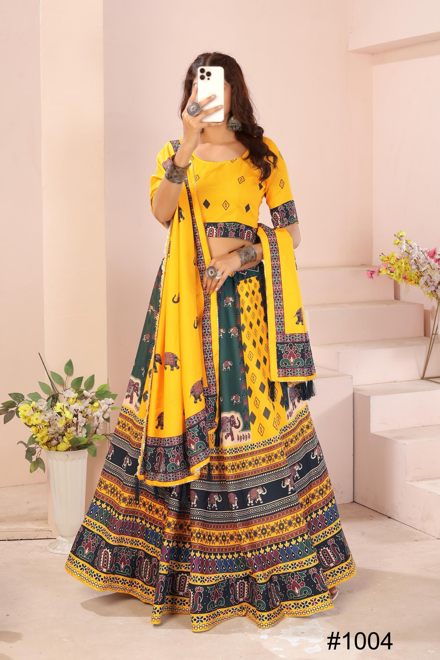 Heavy Reyon Cotton Lehenga Set with Dupatta & Cancan Finish