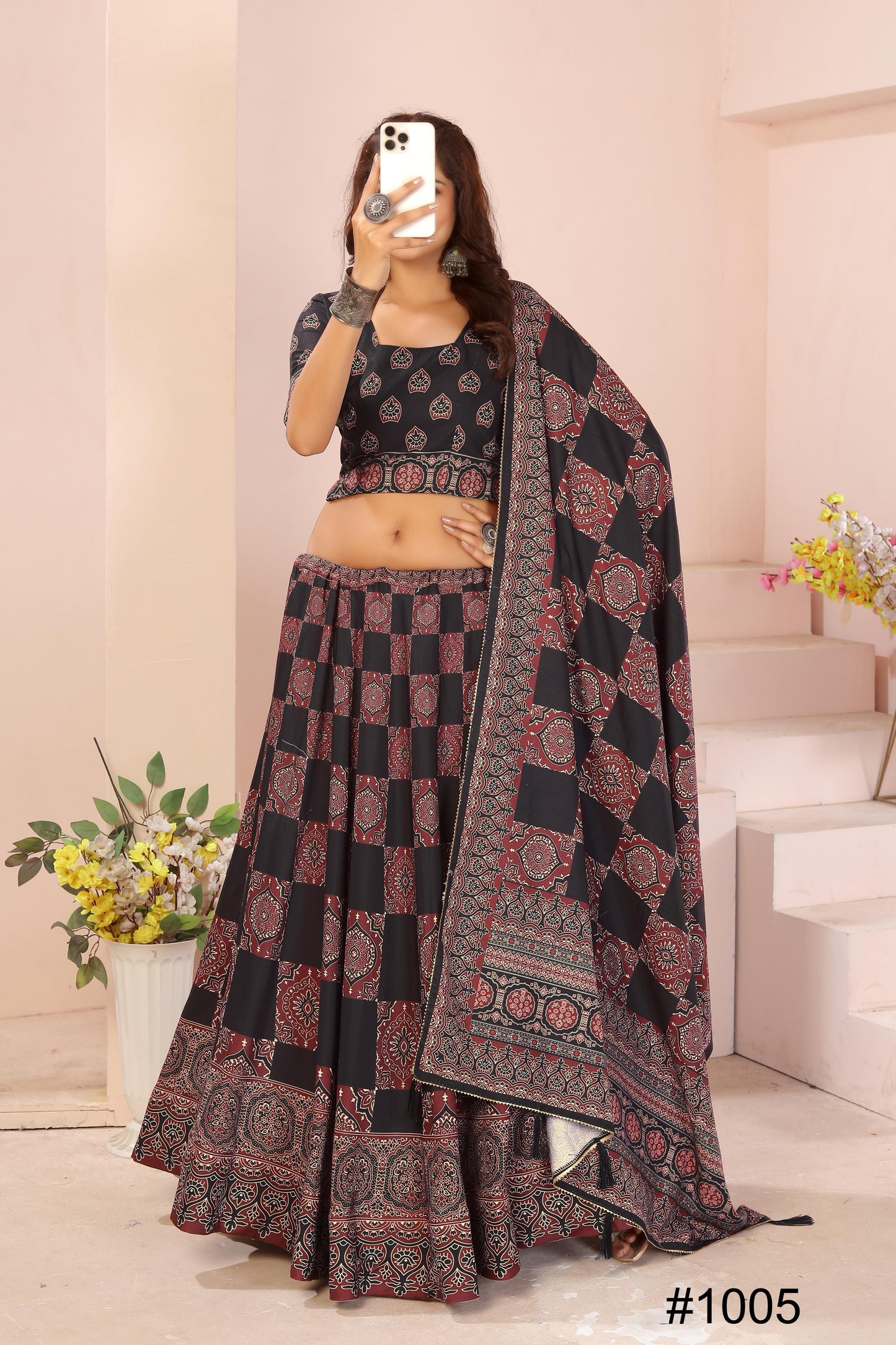 Reyon Cotton Lehenga Set with Dupatta & Cancan Finish