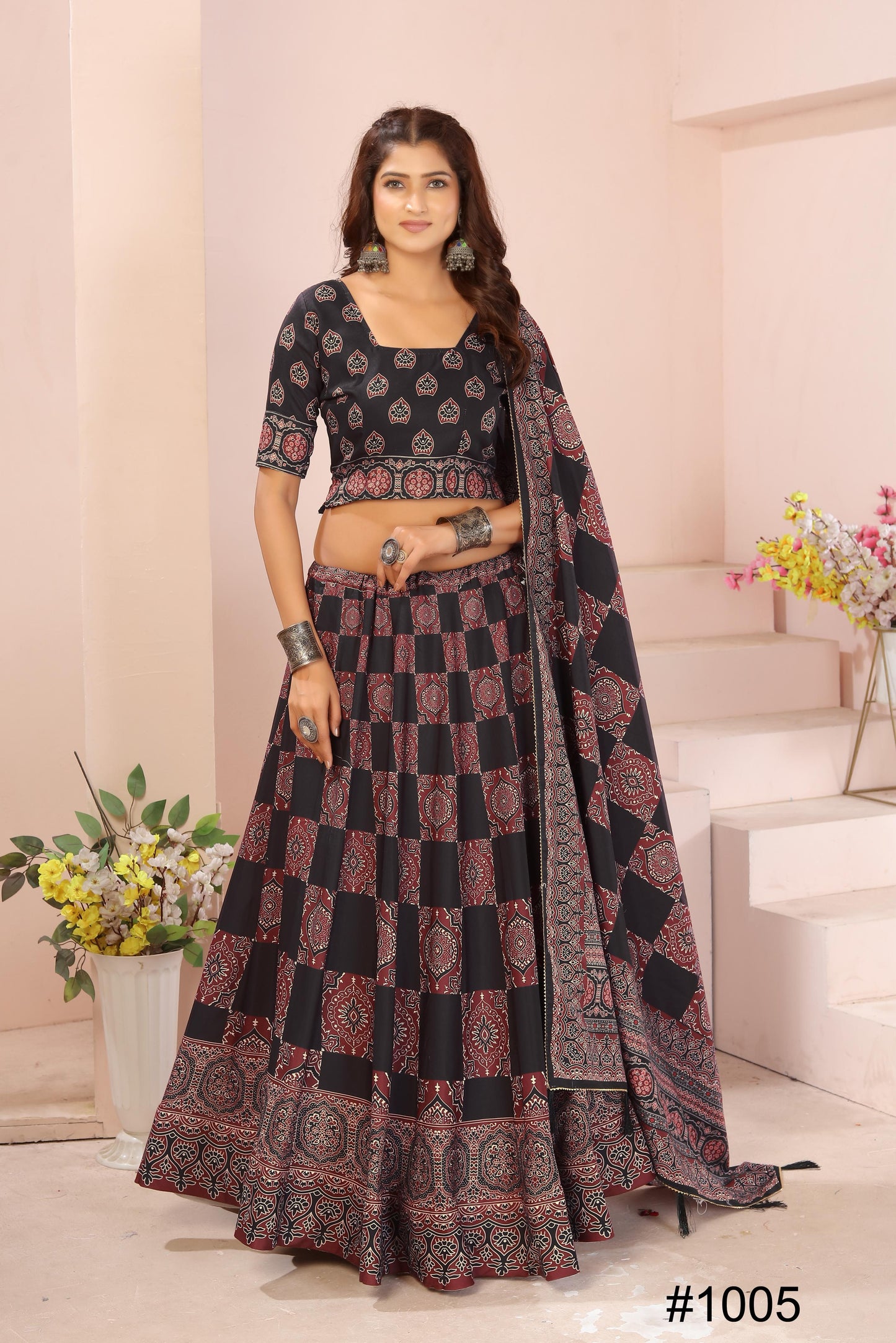 Reyon Cotton Lehenga Set with Dupatta & Cancan Finish