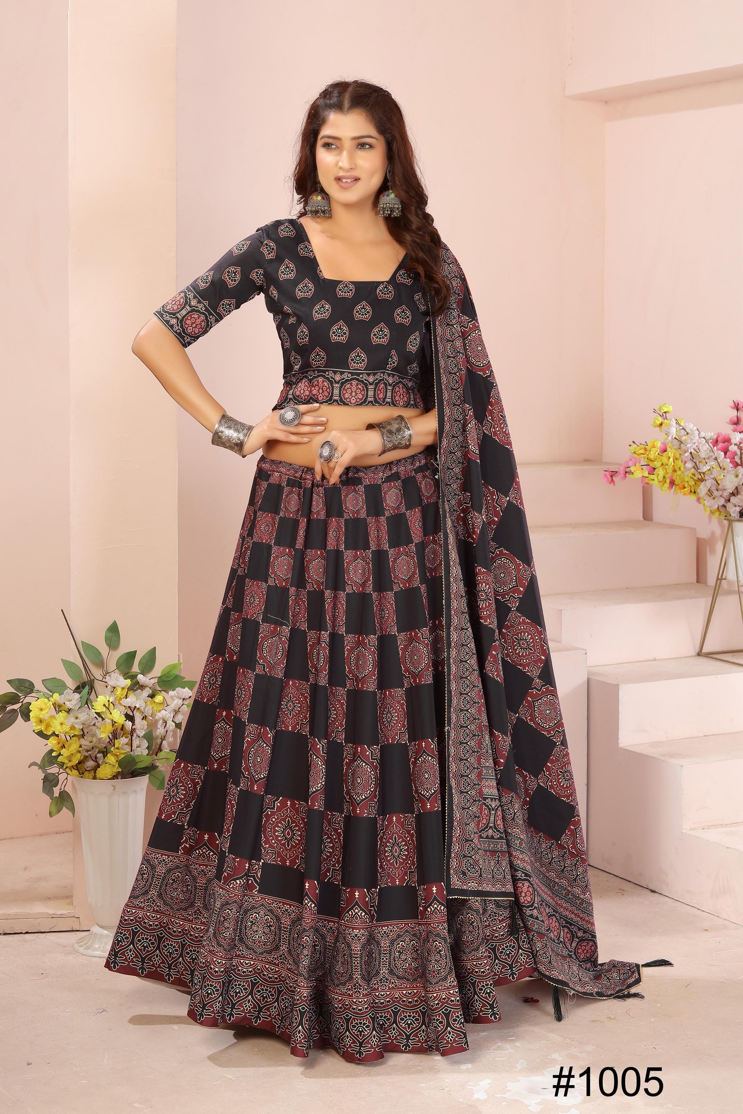 Reyon Cotton Lehenga Set with Dupatta & Cancan Finish
