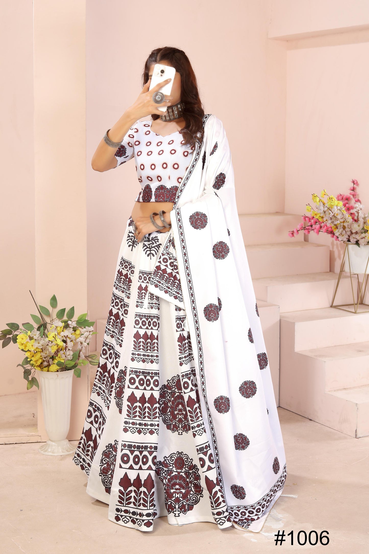 Heavy Reyon Cotton Lehenga Set with Dupatta & Cancan Finish