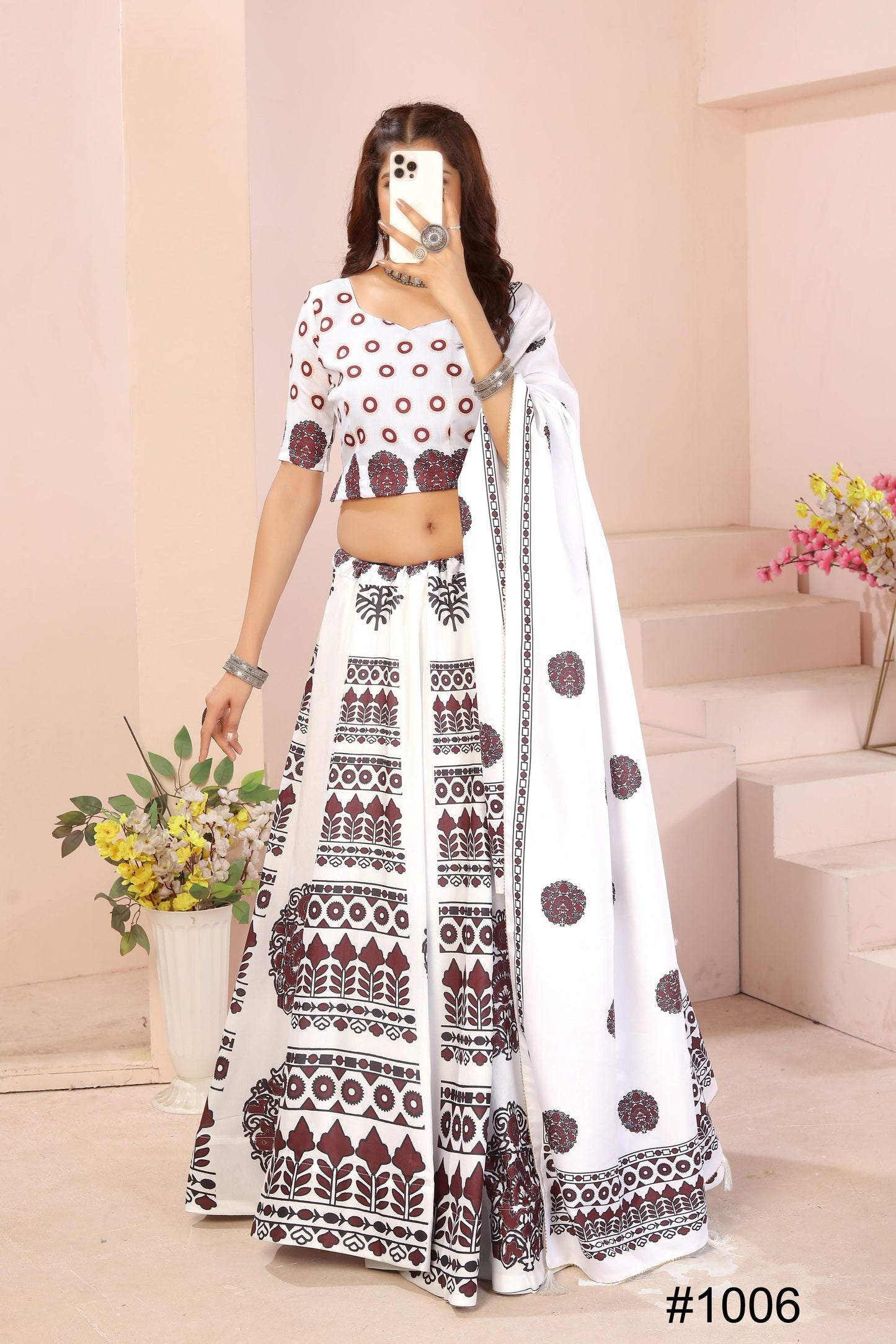 Heavy Reyon Cotton Lehenga Set with Dupatta & Cancan Finish