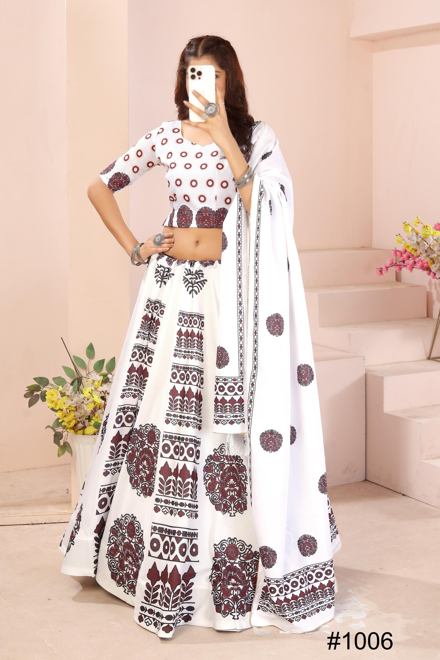 Heavy Reyon Cotton Lehenga Set with Dupatta & Cancan Finish