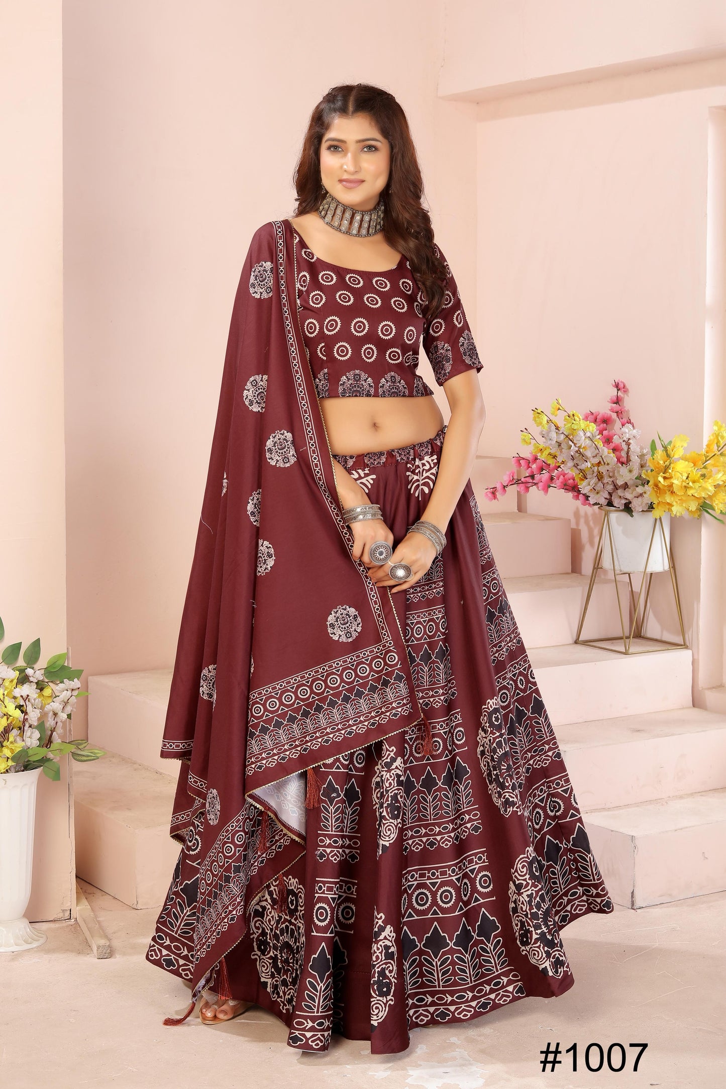 Heavy Reyon Cotton Lehenga Set with Dupatta & Cancan Finish