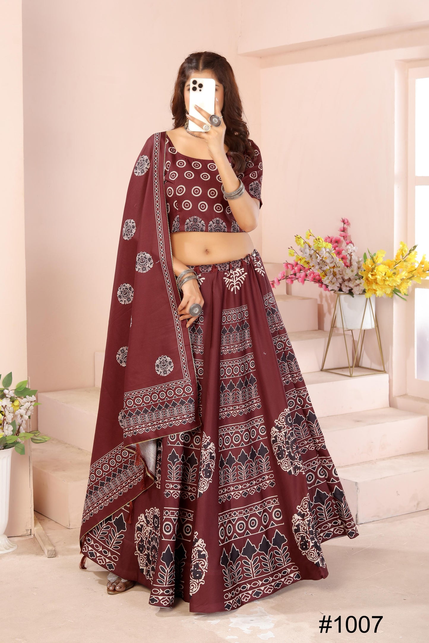 Heavy Reyon Cotton Lehenga Set with Dupatta & Cancan Finish