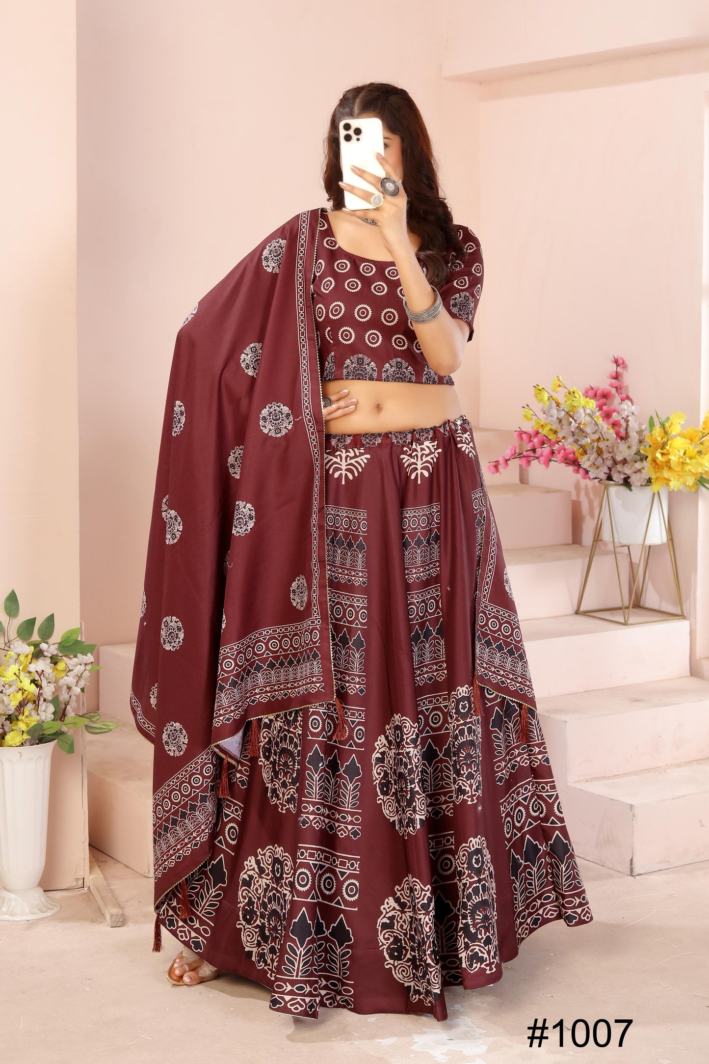 Heavy Reyon Cotton Lehenga Set with Dupatta & Cancan Finish