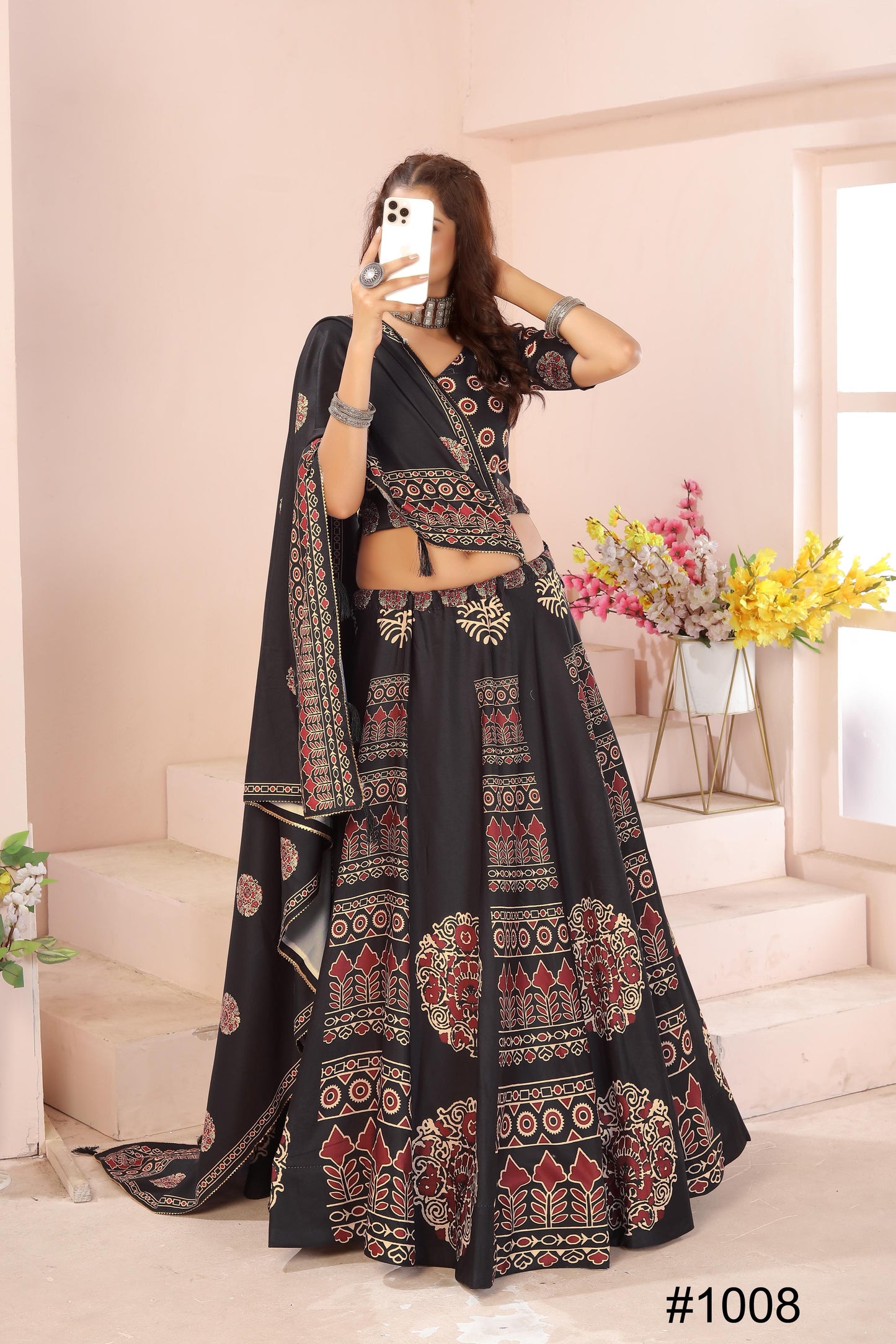 Heavy Reyon Cotton Lehenga Set with Dupatta & Cancan Finish