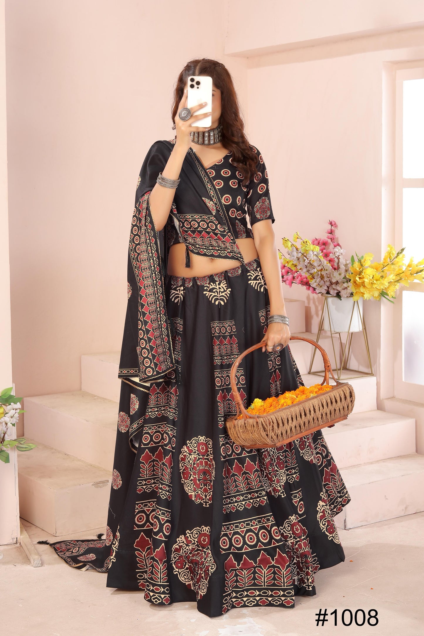 Heavy Reyon Cotton Lehenga Set with Dupatta & Cancan Finish