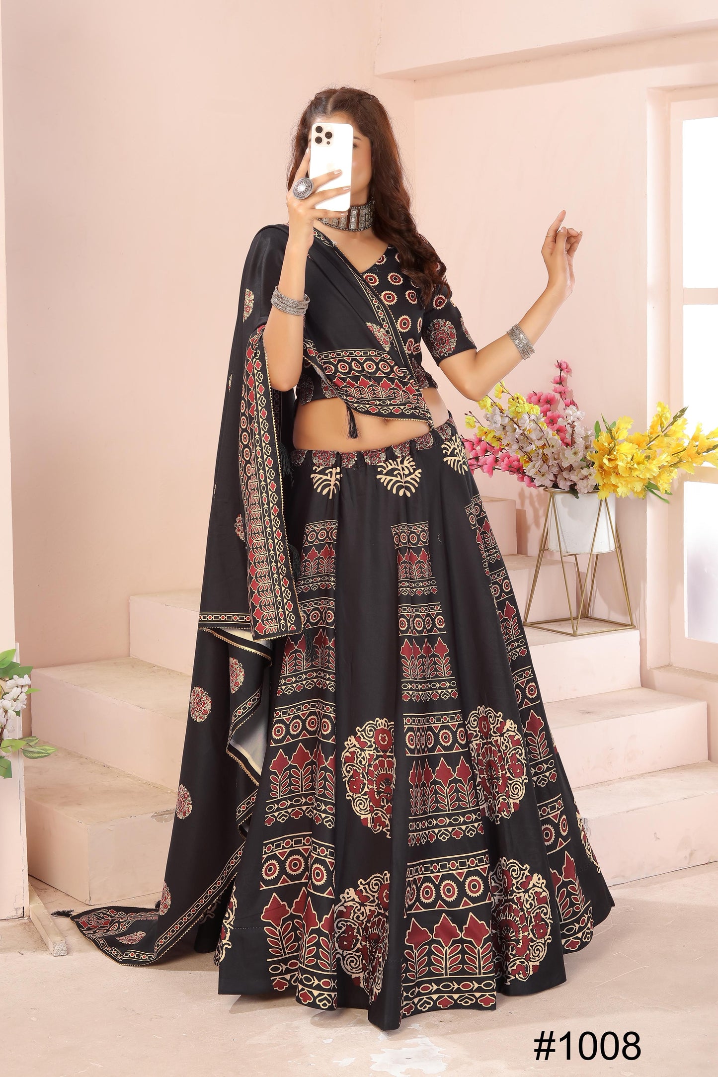 Heavy Reyon Cotton Lehenga Set with Dupatta & Cancan Finish