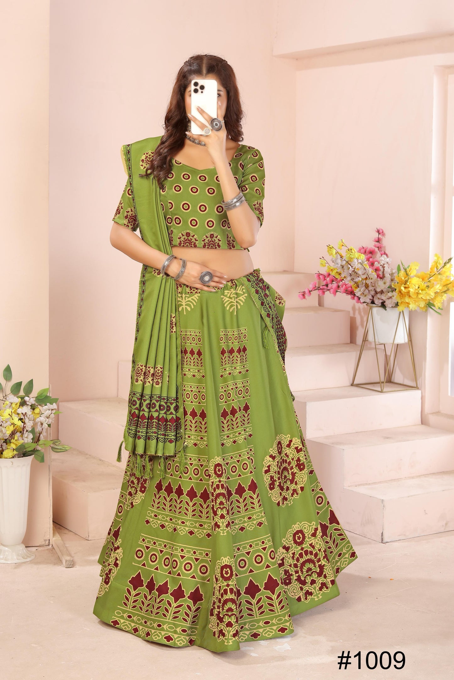 Heavy Reyon Cotton Lehenga Set with Dupatta & Cancan Finish