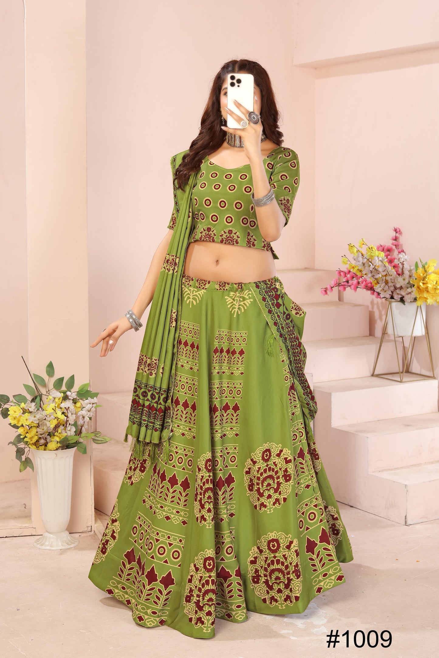 Heavy Reyon Cotton Lehenga Set with Dupatta & Cancan Finish