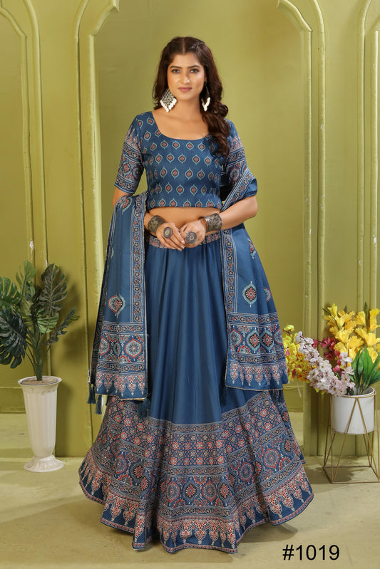 Reyon Cotton Lehenga Set with Dupatta & Cancan Finish