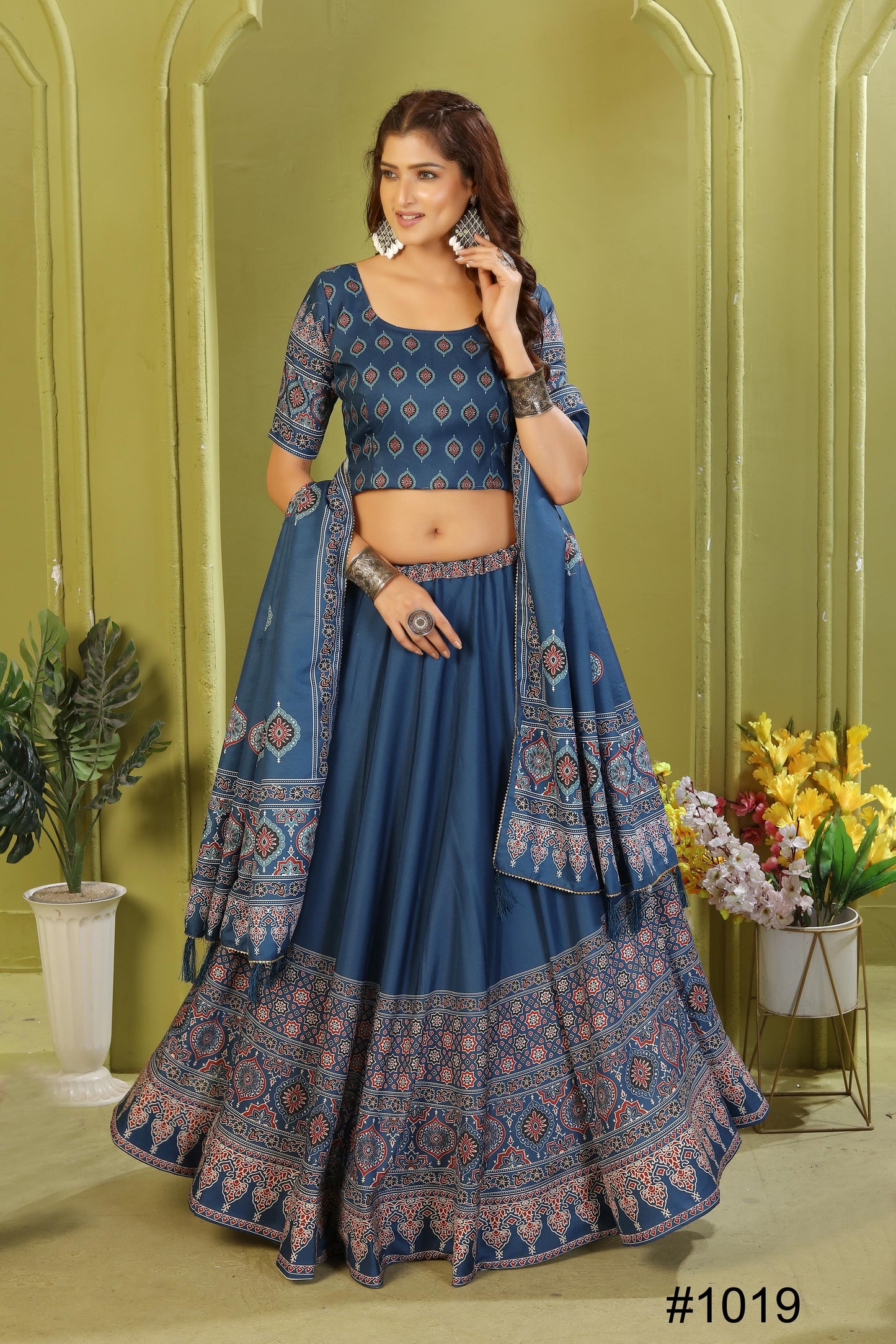 Reyon Cotton Lehenga Set with Dupatta & Cancan Finish