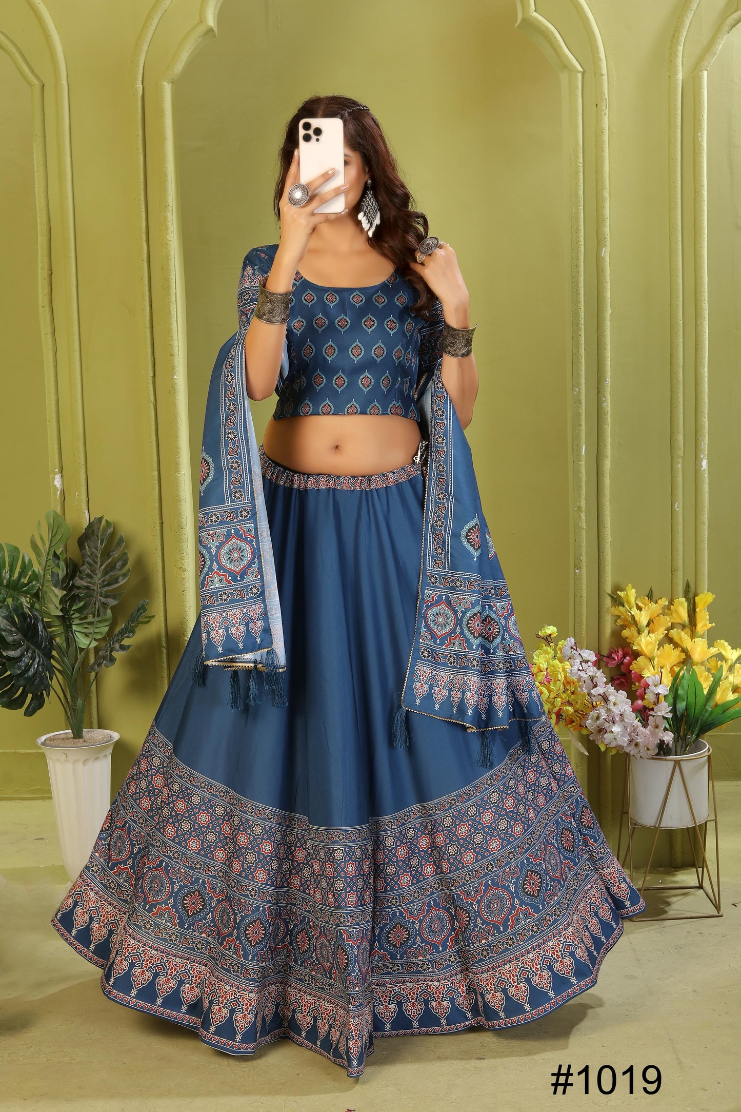 Reyon Cotton Lehenga Set with Dupatta & Cancan Finish