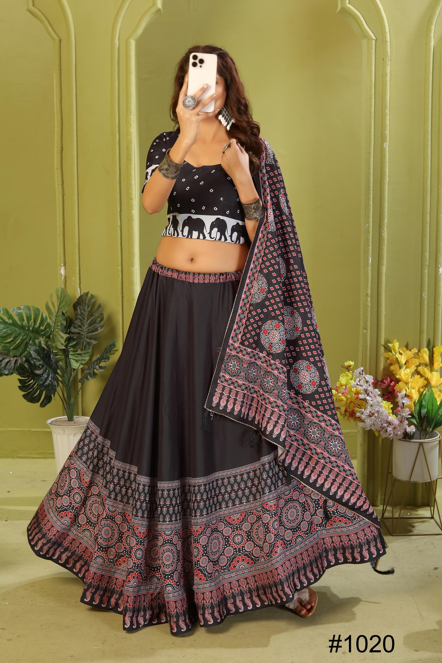 Reyon Cotton Lehenga Set with Dupatta & Cancan Finish