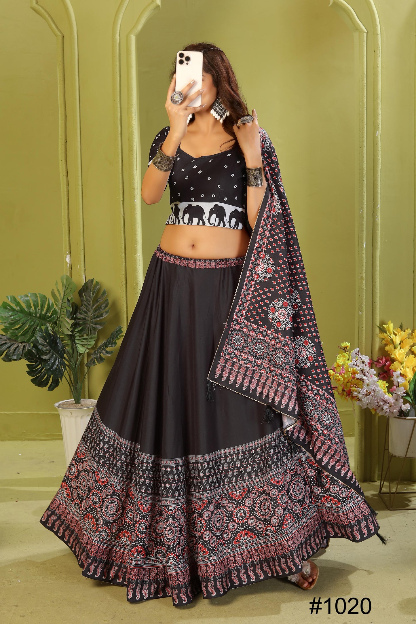 Reyon Cotton Lehenga Set with Dupatta & Cancan Finish