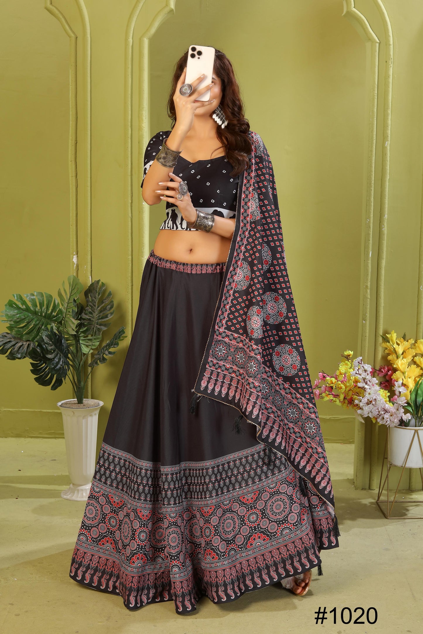 Reyon Cotton Lehenga Set with Dupatta & Cancan Finish