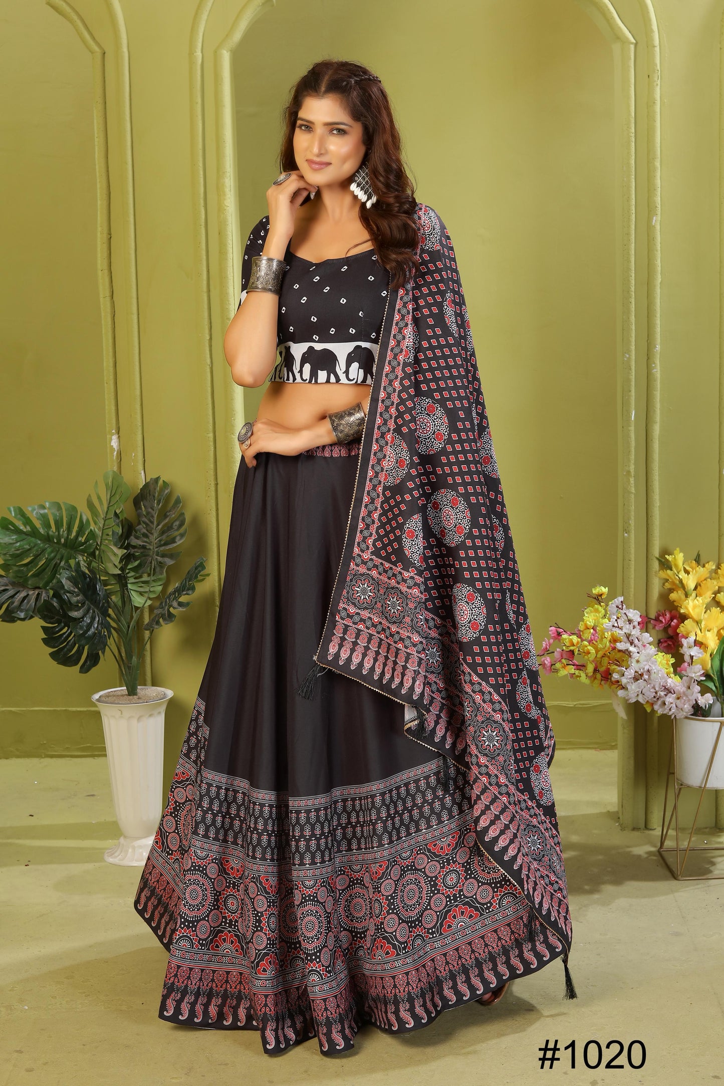 Reyon Cotton Lehenga Set with Dupatta & Cancan Finish
