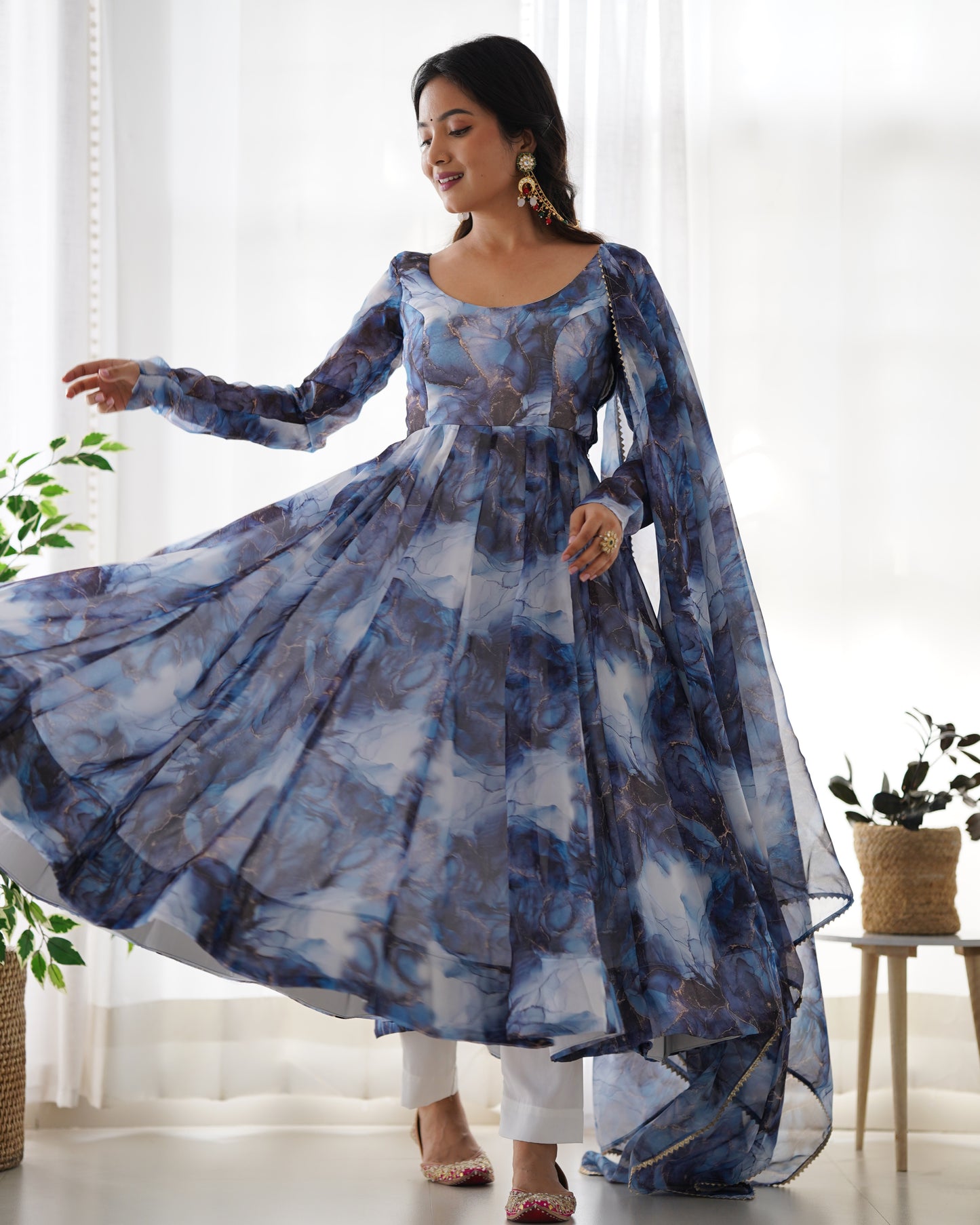 Anarkali Set in Pure Organza Silk